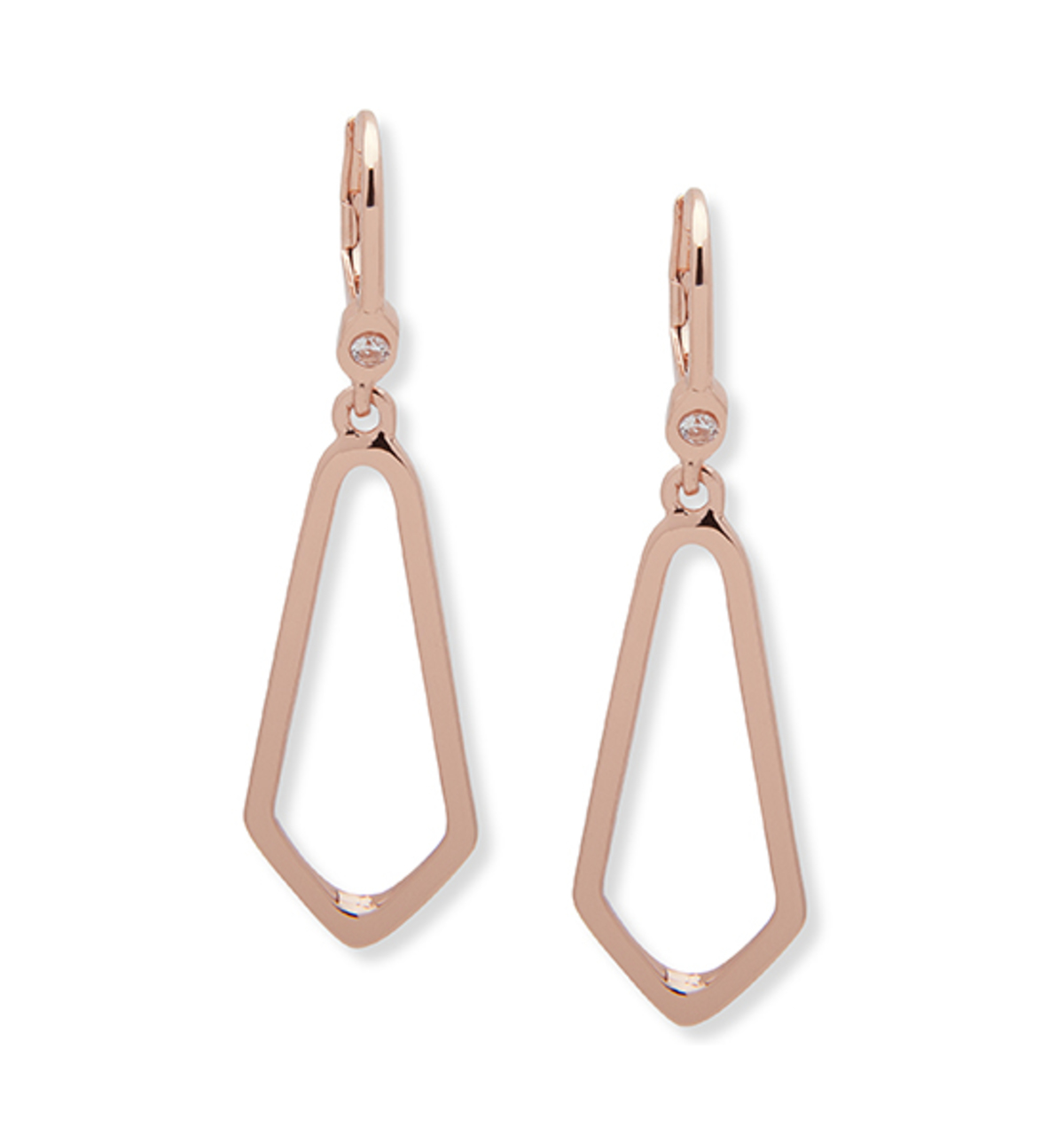 Rose gold open drop 4 sided earring